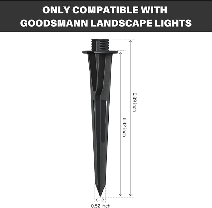 GOODSMANN 2PCS Metal Spikes Stakes with Male Thread 3/4-14NPSM 0.77IN for Low Voltage Landscape Lights Compatible with GOODSMANN Landscape Lights 9920-1838-02