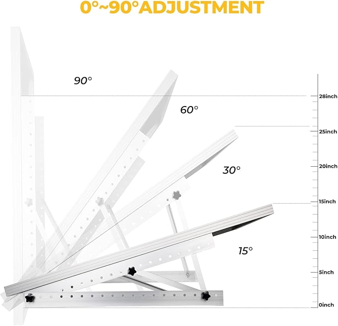 BougeRV 28in Adjustable Solar Panel Tilt Mount Brackets with Foldable Tilt Legs, Solar Panels Mounting Support up to 100 150 200 Watt Solar Panel for Roof, RV, Boat, and Off-Grid