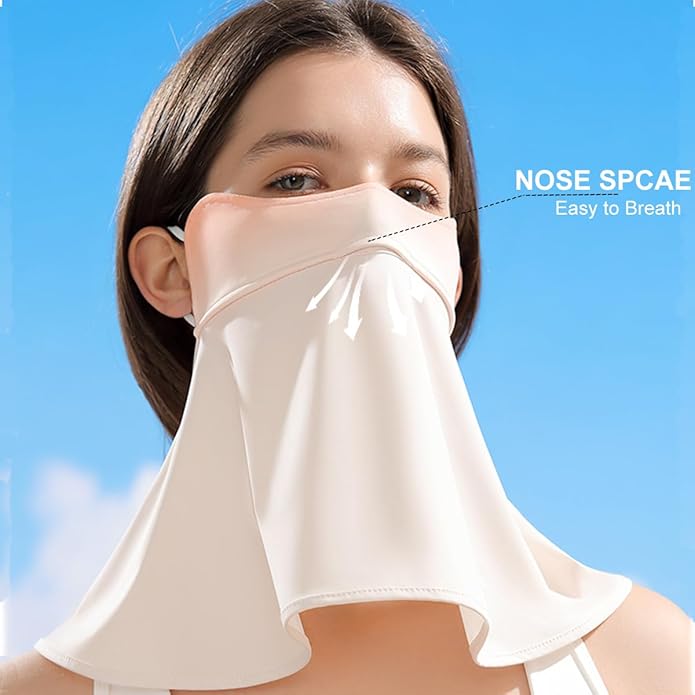 UPF 50+ Unisex Breathable Cooling Face Cover Sun UV Protection Earloop Neck Gaiter Scarf for Summer Outdoor Activities