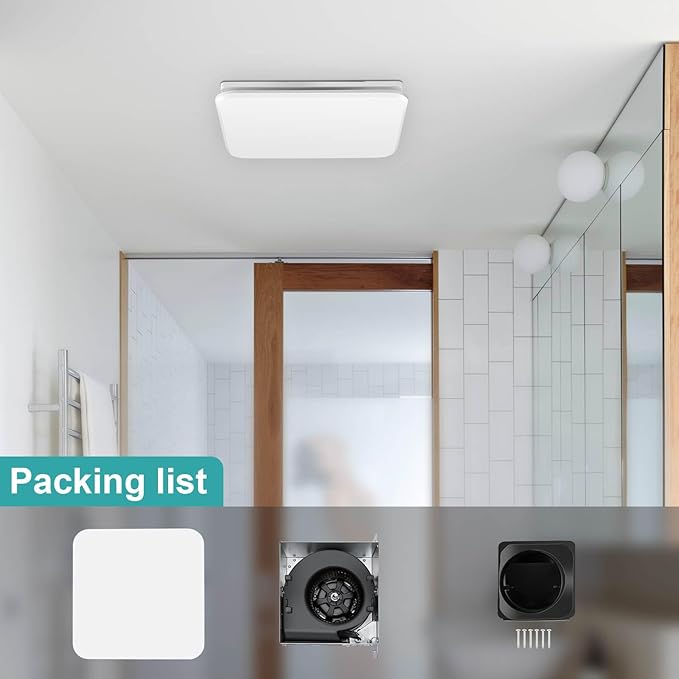 Bathroom Exhaust Fan 110CFM with Hidden Grille Design, 1.0 Sones Urtra Quiet Ceiling Ventilation Fan System - Household Bathroom Extractor Fan for Home/Office/Hotel, 4 inch Diameter Outlet