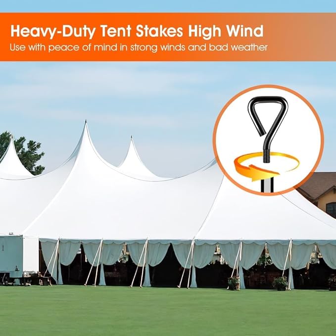 Ground Anchors Screw in Trampoline Anchors Heavy Duty Ground Anchors,Tent Stakes for Camping Tent, Trampoline, Canopies, Carports, Sheds, Swing Sets, Black Anti-Rust Coating for High Wind (4 X 26in)