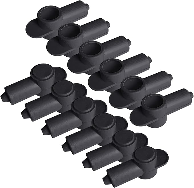 Ampper 12 Pcs Silicone 1/4", 5/16" Stud Terminal Covers, Flexible Post Terminal Cover Protector Boot for Battery Ground Junction Block Post, Fits 16-6 Gauge Wire (Black)