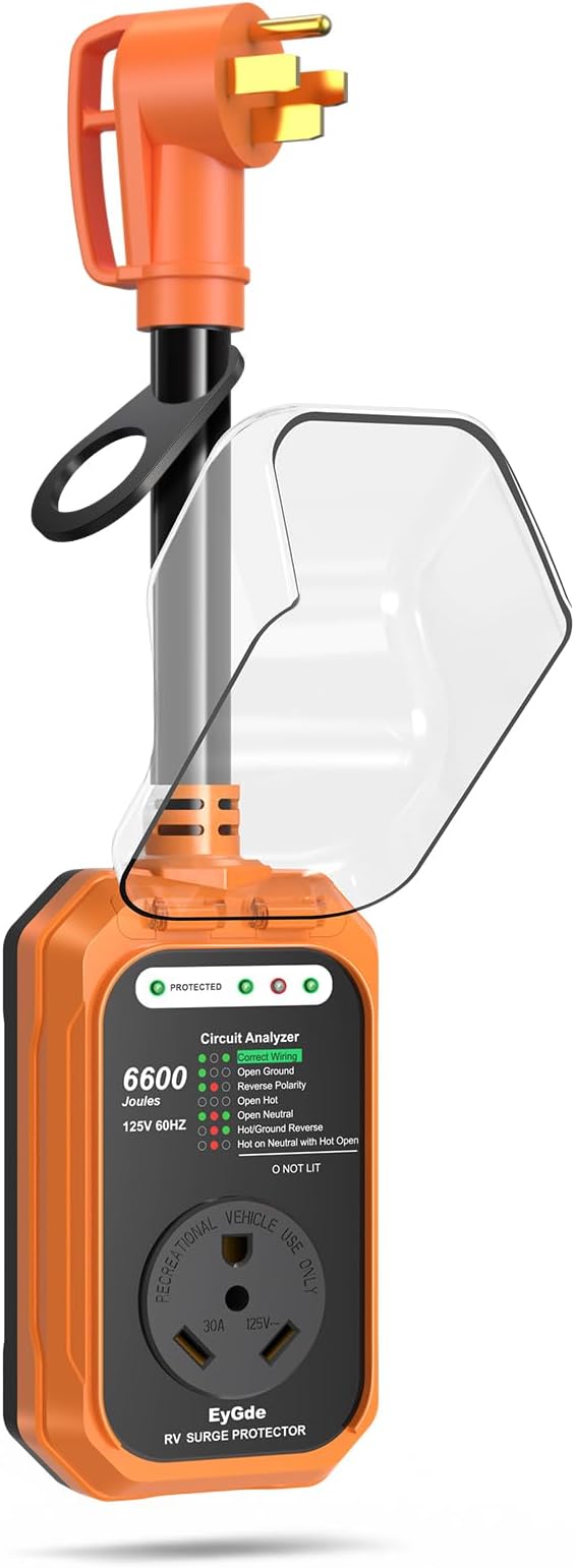 EyGde RV Surge Protector 50 Amp to 30 Amp Waterproof, RV Circuit Analyzer with with Full Electrical Protection, Power 50Amp to 30Amp Plug Adapter Protectors for Camper Travel Trailer Accessories