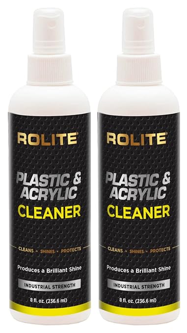 Rolite - RPAC8z2PK Plastic and Acrylic Cleaner Spray - High Shine Protectant and Polish For Nonporous Surfaces, Streak-Free Formula, For Windshields,Headlights, Retail Displays,8 fl. OZ. Bottle,2 Pack