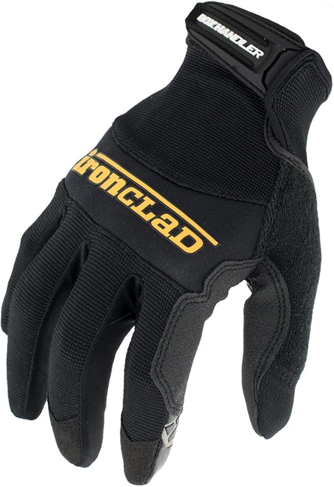 Ironclad Box Handler Work Gloves BHG, Extreme Grip, Performance Fit, Durable, Machine Washable, (1 Pair), Black