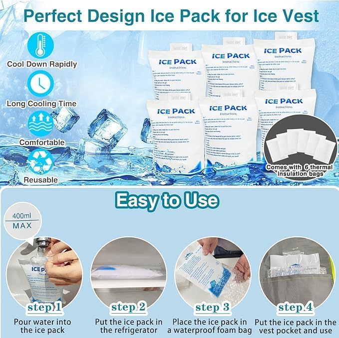 Cooling Vest with 20Pcs Ice Packs - Body Cool Vest for Men Women Adjustable Cold Jacket for Summer Hot Weather