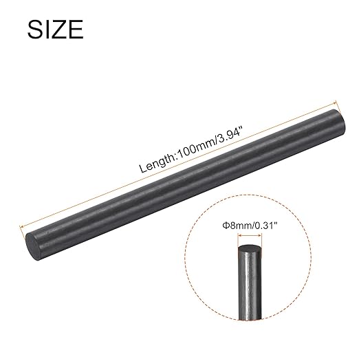 MECCANIXITY Carbon Fiber Rod, 8mm x 100mm Carbon Rod Bar for RC Plane DIY Craft Kite Wing Tube Quadcopter Arm Repair Pack of 4