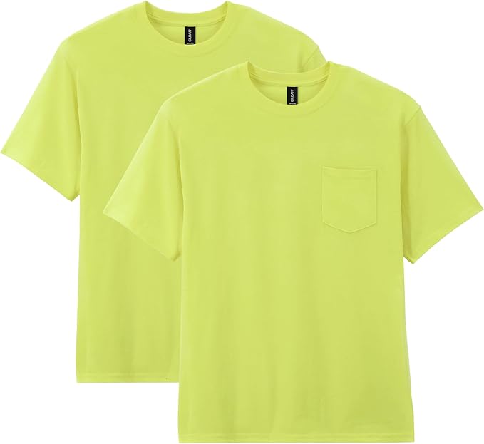 Gildan Unisex Adult DryBlend Workwear T-Shirts with Pocket, 2-Pack