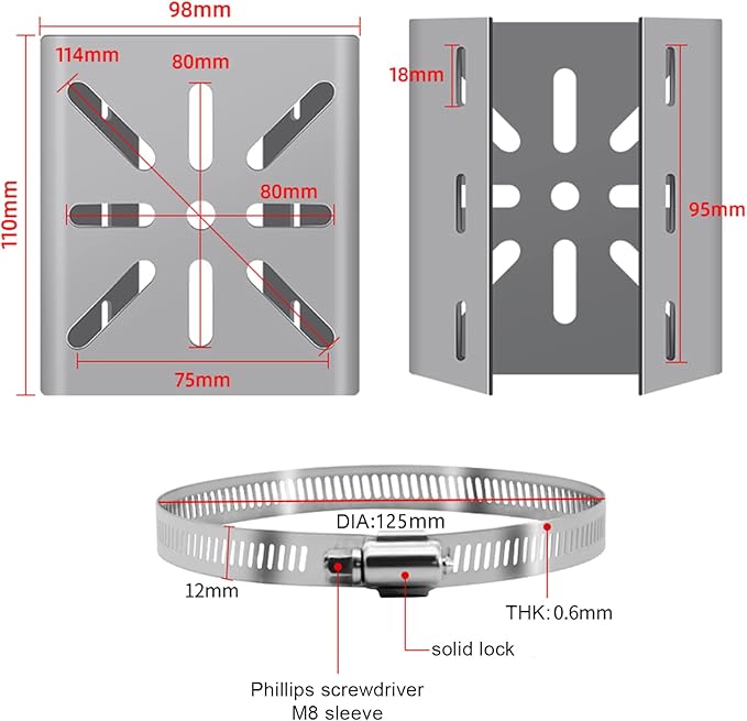 WiTi Universal Vertical Pole Mount for Security Camera, Stainless Steel Mounting Corner Bracket with 3 Loop Pipe Clamps, Suitable for CCTV Cameras LED Wall/Stage Lights, Solar Panels (small size)