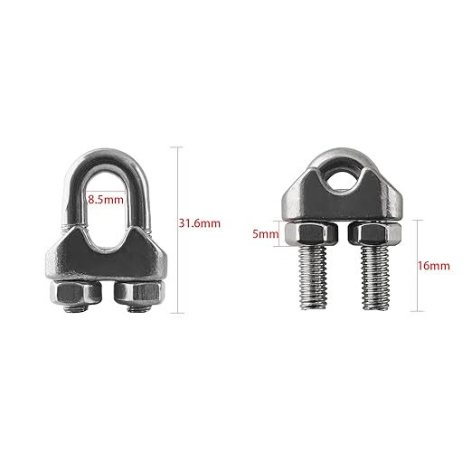 HSTECH 12PCS 1/4 Inch M6 304 Stainless Steel Wire Rope Cable Clip Clamp, Used for Anything That Involves Cable Clips: Rigging, Temporary Guardrail Systems, Securing Loads, Hanging Banners Or Flags