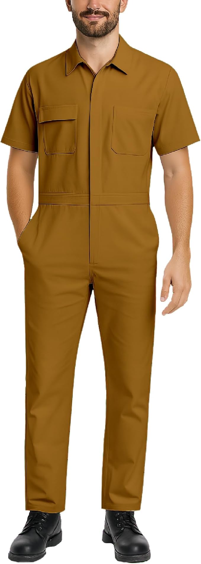 Bass Creek Outfitters Mens Coveralls - Heavy Duty Duck Canvas Short Sleeve Workwear Insulated Coveralls for Men