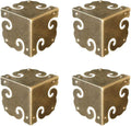 4Pcs Vintage Pure Brass Corner Protectors Antique Hardware Desk Edge Wooden Jewelry Gift Box Cabinet Three Sides Full Encase Corner Guard (Antique Bronze)