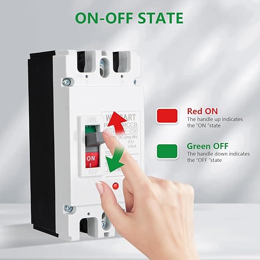 WENGART DC MCCB 500VDC WGM1PV-250,250Amp Solar PV Disconnect Switch,2P Heavy Duty Molded Case Breaker with Arc Chutes for Solar Energy Systems,ESS & Battery Protection