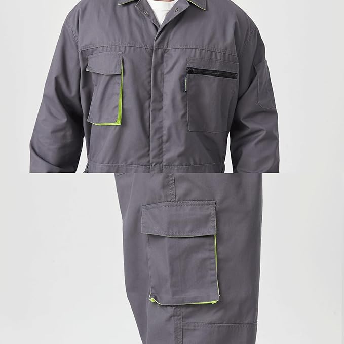 Men's Work Coverall Long Sleeves Overalls Mechanics Coveralls Workwear Jumpsuit with Multi Pockets