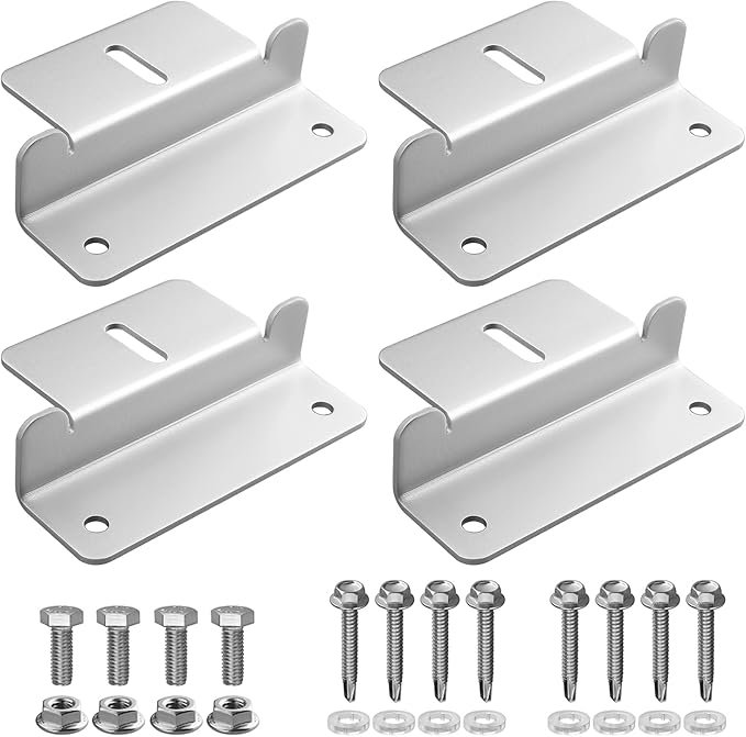 Anbte 4PCS Solar Panel Mounting Z Brackets, Aluminum Solar Panel Mounting Bracket 304 Stainless Steel Screws, Stable, Rust Resistant, Easy Install for Roof, RV, Boat, Yacht, Silver