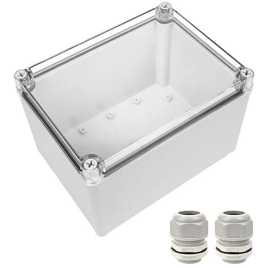 LeMotech Junction Box IP67 Waterproof Dustproof Electrical Box Project Box DIY Enclosure Gray with Transparent Clear Cover, External Size 7.9x5.9x5.1in (200x150x130mm)