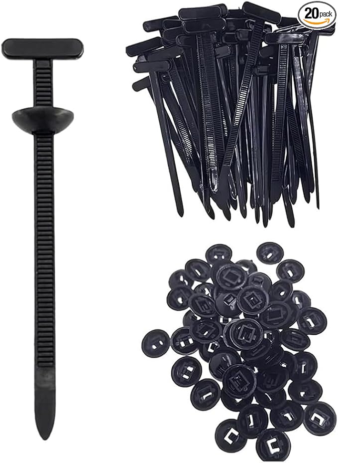 20PCS Nylon Universal Cable Tie Buckle, Heavy Duty Self Locking Nylon Zip Ties, Plastic Cable Ties Tool Fasteners Car Body, UV Resistant Black Zipties for Car Daily Repair