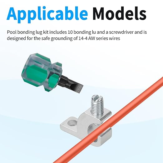 AWG 4-14 Wire Range Lay-in Bonding Lug Kit for Pool Grounding (10 Packs)