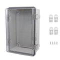 Waterproof Junction Box, ABS Plastic Electrical Box with Stainless Steel Latch, Hinged Cover Electric Project Enclosure Box with Mounting Plate, Wall Brackets & Cable Gland 11.8"x7.8"x7.1"