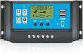 Anern 60A PWM Solar Charge Controller 12V/24V with LCD Display, Dual USB Solar Panel Battery Intelligent Regulator, Auto Parameter Adjustable, Timer Setting, Multiple Load Control Modes