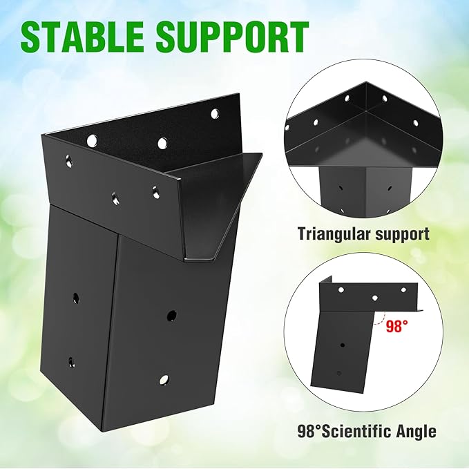 MOFEEZ Deer Stand Brackets 4x4, Heavy Duty Elevator Bracket for Deer Blind Outdoor Hunting Platform Blind Box Treehouse Shooting Shack Pergolas Black 4PCS with Screws