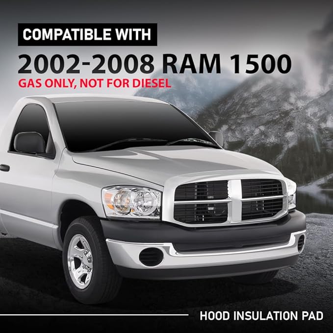 G-PLUS Hood Insulation Pad with Clips Compatible with 2002-2008 Dodge Ram 1500 Gas Only, Not for Diesel