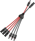 Solar Y Connector,Solar Y Branch Parallel Cable 2 to 6 Male Female Solar Connector Adapter,10AWG 45A Waterproof IP68 30CM Cable, for Solar Panels,Solar Cells,1 Pcs.(Y Solar 2-6)