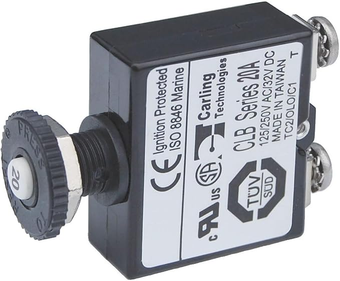 Blue Sea Systems Push Button Reset-Only CLB Circuit Breakers with Screw Terminals