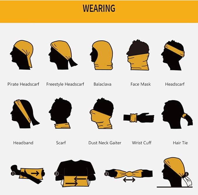 UV Face Cover Neck Gaiter Mask Dust Protection Magic Scarf Wind Bandana Balaclava for Summer Running Fishing 4 PCS