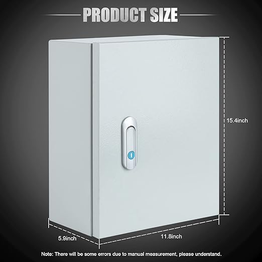 Steel Electrical Junction Box, Indoor&Outdoor Electrical Enclosure Box, Wall Mounted Waterproof&Dustproof Metal Box, Universal Electric Equipment Enclosure Box with Safety Locks and Mounting Plates