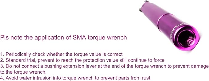 SMA Torque Wrench for RF Connector, 8mm Opening, 0.9 Nm Torque, Alloy Steel Material, Purple Color