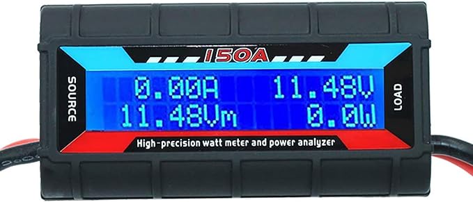 RGBZONE 150 Amps Power Analyzer, High Precision RC Watt Meter with Digital LCD Screen for RC, Battery, Solar, Wind Power