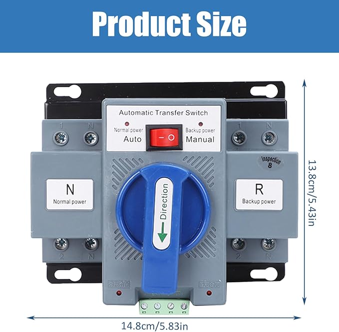 Automatic Transfer Switch, 110V Dual Power Generator Transfer Switch 50HZ/60HZ, Electronic Power Circuit Breaker