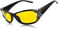 FEISEDY Classic Womens Night Glasses Driving Anti Glare Wrap Around Yellow Sunglasses B2548