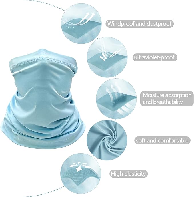 6 Pack Cooling Neck Gaiter Face Cover Mask Summer Breathable Dust UV Bandana Scarf for Men Women Fishing Running Cycling
