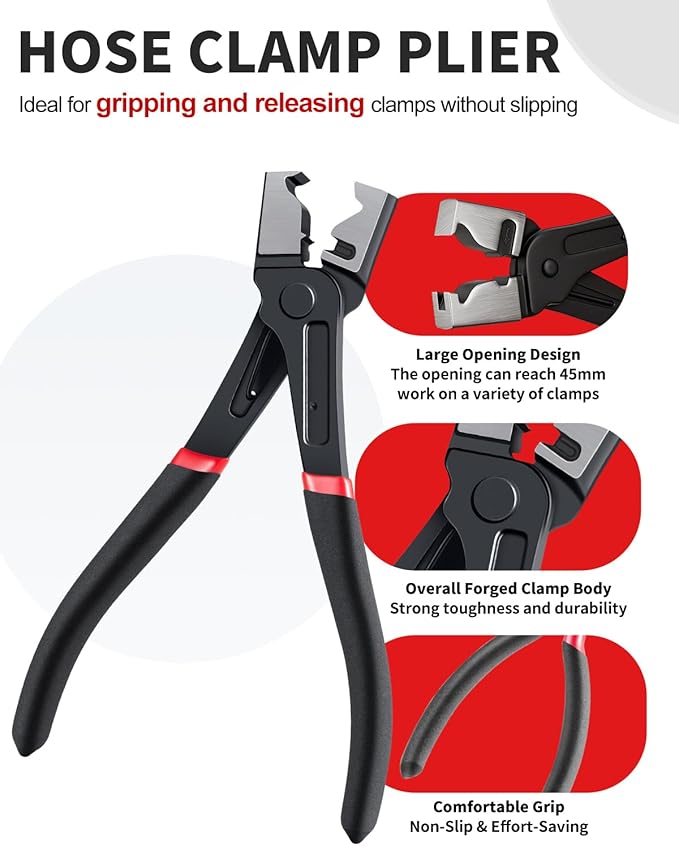 4 Pcs Automotive Electrical Disconnect Pliers Tools Kit, Portable Auto Electrical Connector Removal Separator Tool for Car, Hose Clamp Removal Plier, Wire Plug Removal Tool