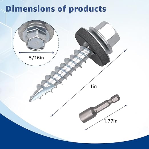 Metal Roofing Screws 320Pcs #10 x 1inch, Hex Head Sheet Metal Roof Screw with EPDM Washer Replacement for Corrugated Roofing
