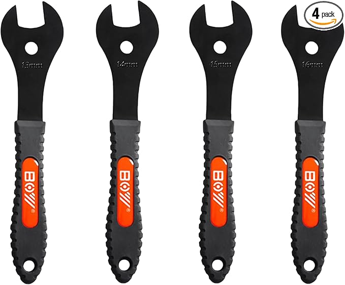Bike Cone Wrench Set Tool for Bicycle Wheel Hub Axle Nut Install Remover Cycling Spanner Hub Repair Removal Tool 4PCS (13, 14, 15, 16mm)