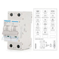 MOLLOM DC 2 Pole Miniature Circuit Breaker, 500V 40Amps, C40 Scene Visualization Custom MCB Thermal Magnetic Trip, 6KA Breaking Capacity DC Disconnect Switch for Solar PV System