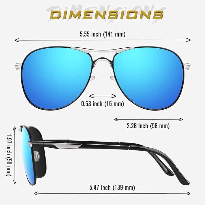 GQUEEN Classic Military Style Pilot Polarized Sunglasses Spring Hinges Al-Mg for mens womens MOS1