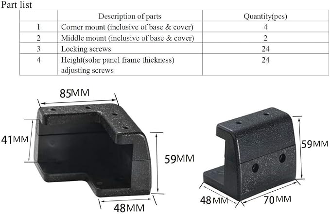 Sunway Solar Panel Mounting Brackets Corner Mount Kits for Framed Solar Panels,Installation On RV Caravan Boats Camper Trailer Marine Motorhome House Roof, Compatible with Renogy Solar Panel