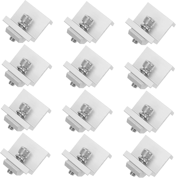 12pcs Solar Panel Rack Clips Aluminum Alloy Solar Panel Bracket Clips for Easy Installation and Reliable Support Harsh Weather Conditions