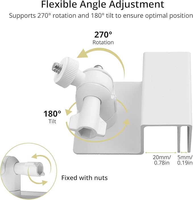 Anbte Universal Solar Panel Gutter Mount, Aluminum Gutter Mount for Solar Panel, Cams and More with Standard 1/4"-20 Screws,Outdoor Mounting Accessories, White