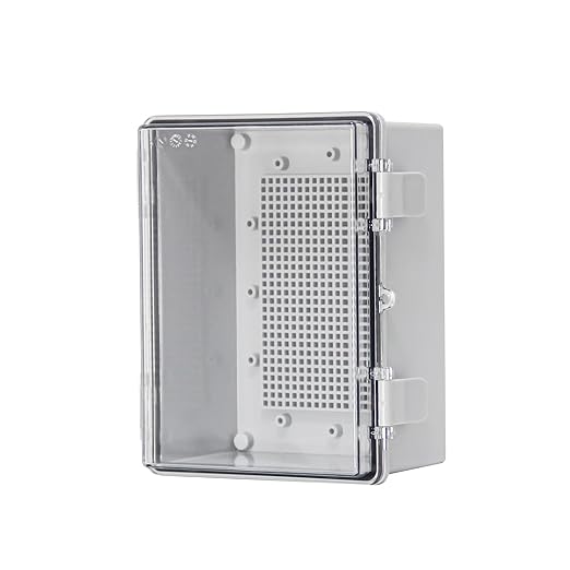 Electrical Junction Box Waterproof Outdoor Box Wall Brackets for Power Project Weatherproof Plastic Enclosure for LED Lights, Solar Panels, and Surveillance Cameras Clear (8"x6.1"x3.9")