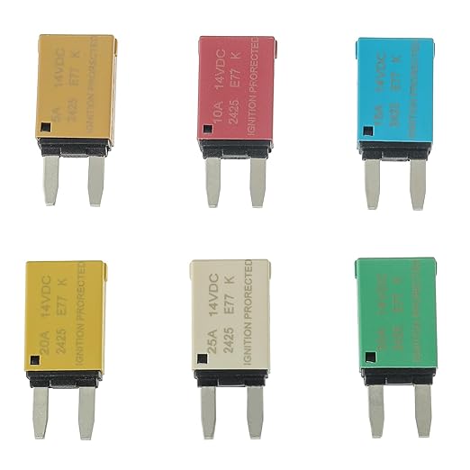 5A 10A 15A 20A 25A 30A DC 12V-14V Auto Reset Circuit Breaker ATM Low Profile T1 Mini Blade Fuses Breakers for Car Trucks Marine Boat RV Solar and More