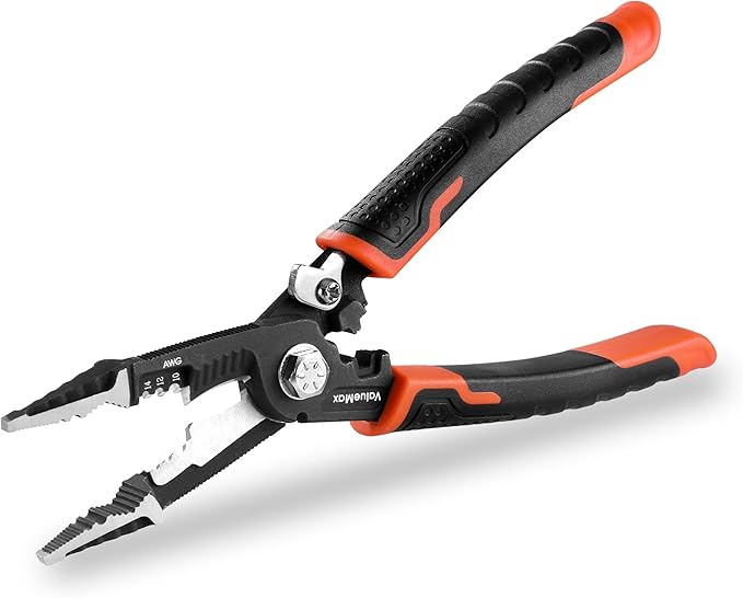 ValueMax 6-in-1 Wire Stripper and Crimping Tool, 8.5" CR-V Multifunctional Professional Cutter for Electric Cable