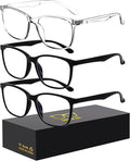 Blue-Light Blocking Glasses Computer Reading/Gaming/TV/Phones Glasses Fashion Anti Eyestrain Glasses for Women Men（E1 Black + Black + Transparent）
