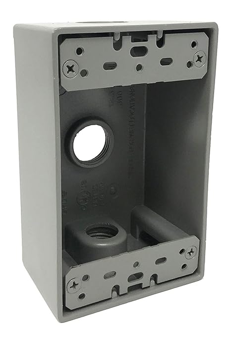 Sealproof 1-Gang Weatherproof Exterior in Use Outlet Cover and Box Kit - Metallic Electrical Outlet Box and UL Extra Duty, Lockable, in Use Outdoor Outlet Cover - Horizontal/Vertical Use