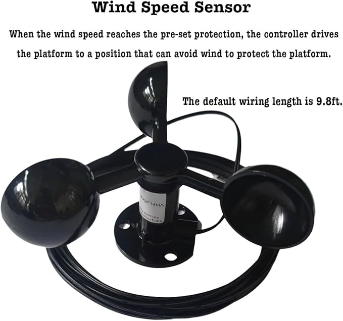 Dual Axis Solar Tracker Controller, Automatic Sun Tracking Controller, Solar Panel Solar Tracking System Control Kit with Sunlight Sensor, Wind Speed Sensor, 2 Limit Sensor, Remote Control