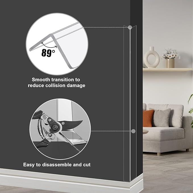 4 PCS Wall Corner Protectors,42cm(16.5in) Length Self-Adhesive Plastic Baby Corner Protectors, Corner Guards & Edge Protectors for Baby, Wall,Furniture, Door,Tables,Windows (4cmx42cm/1.57inx16.5in)